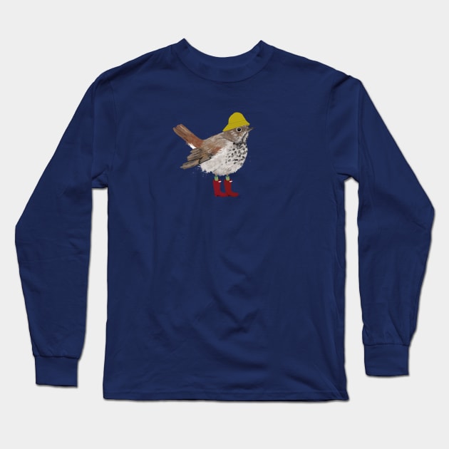 Swamping Hermit Thrush Long Sleeve T-Shirt by EmilyLaurelHarris